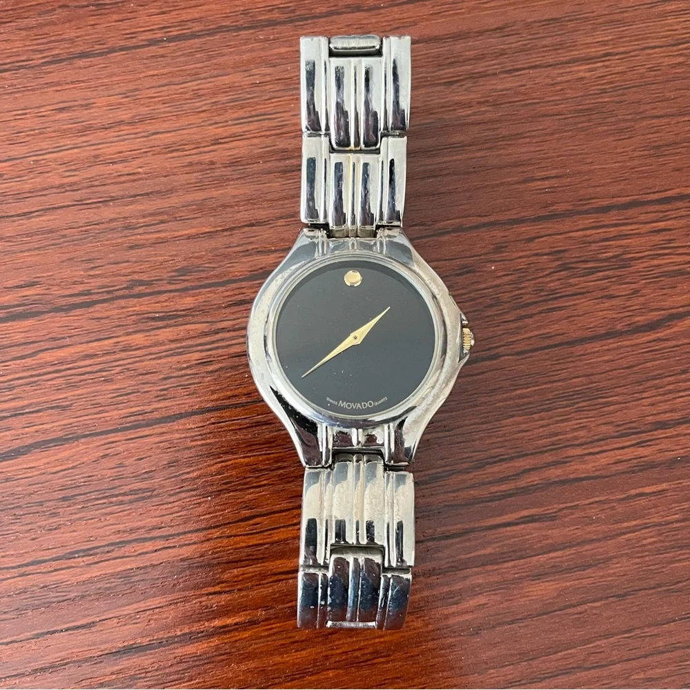 Movado Vintage Watch Esperanza Model 90’s Black Dial Gold Tone Stainless Steel - Picture 2 of 12